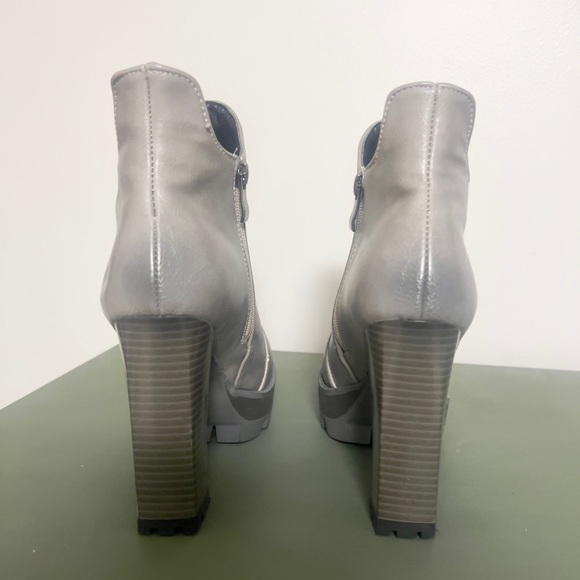 Gray Platform Chunky Ankle Booties - Picture 3 of 5